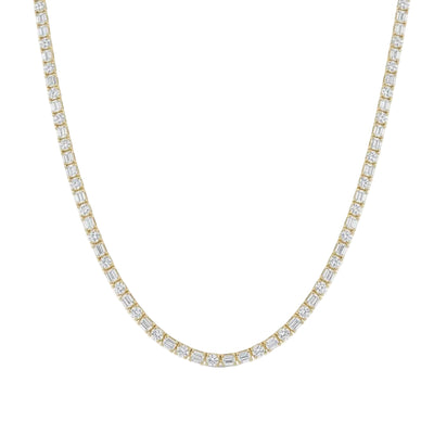 Élan East-West Emerald & Round Diamond Necklace