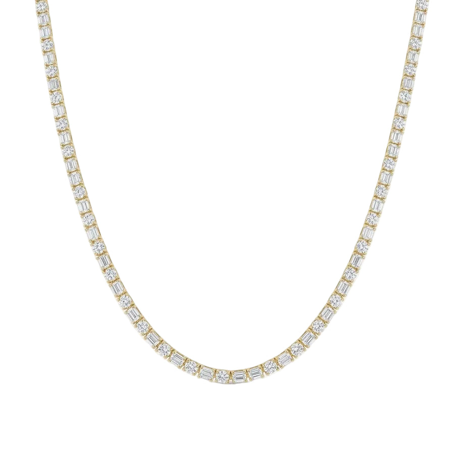 Élan East-West Emerald & Round Diamond Necklace