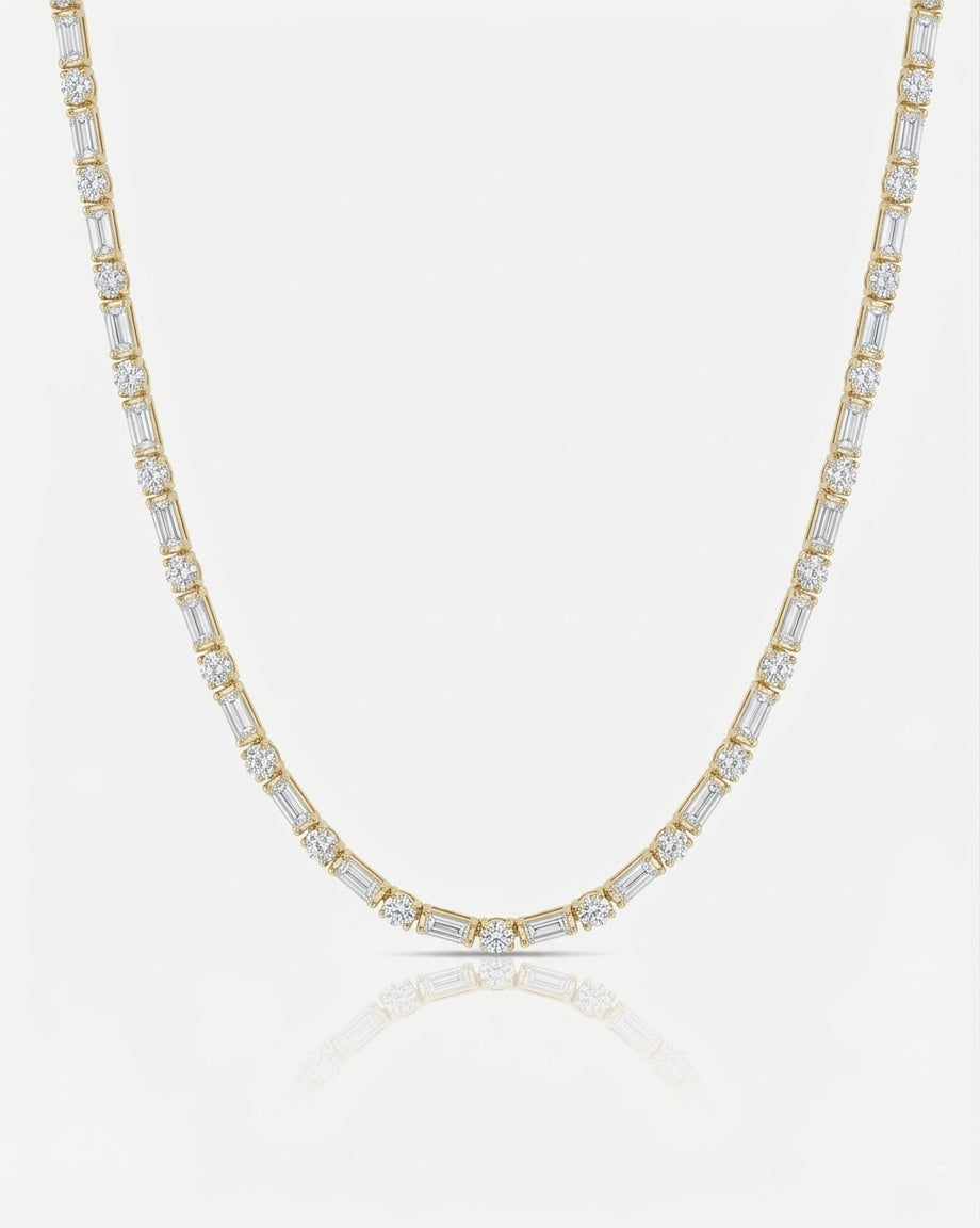 Élan East-West Oval & Emerald Diamond Necklace