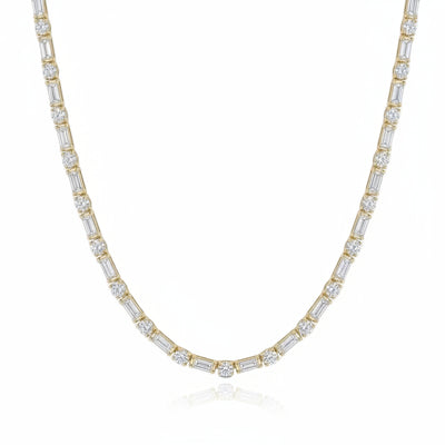Élan East-West Oval & Emerald Diamond Necklace
