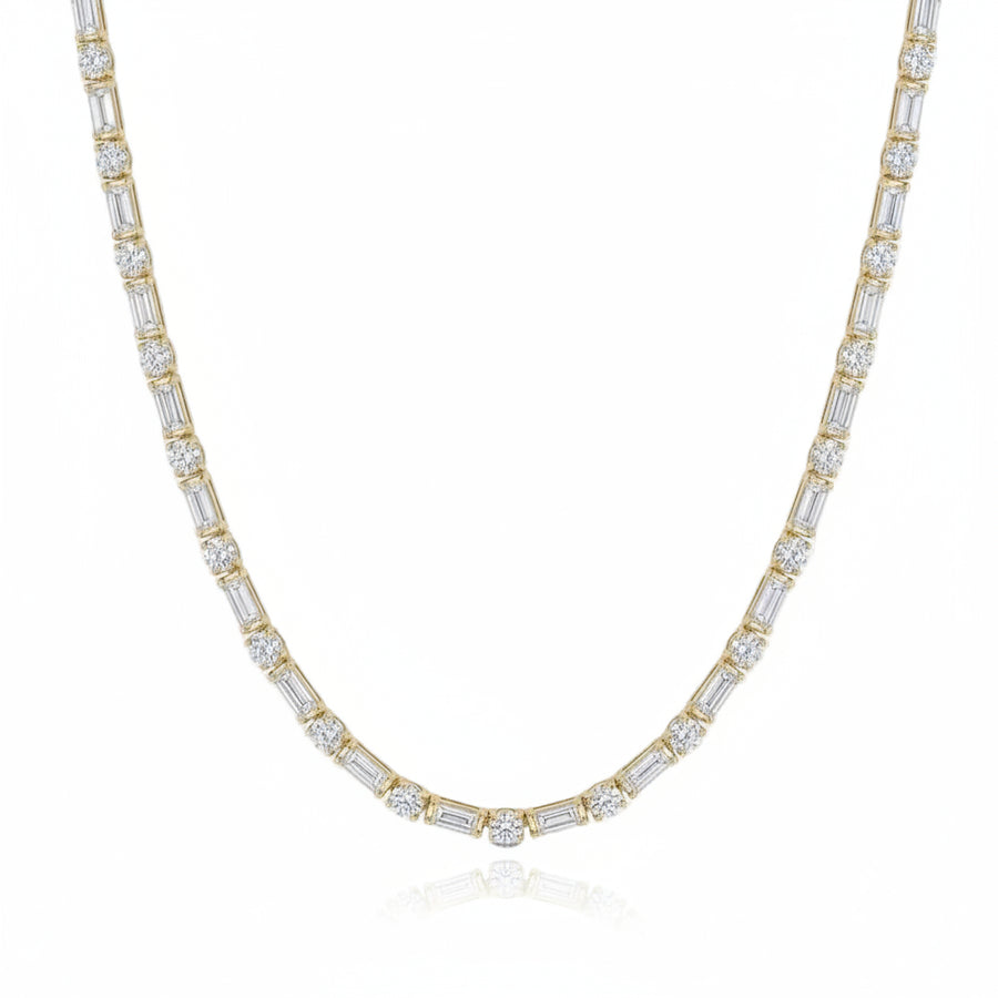 Élan East-West Oval & Emerald Diamond Necklace