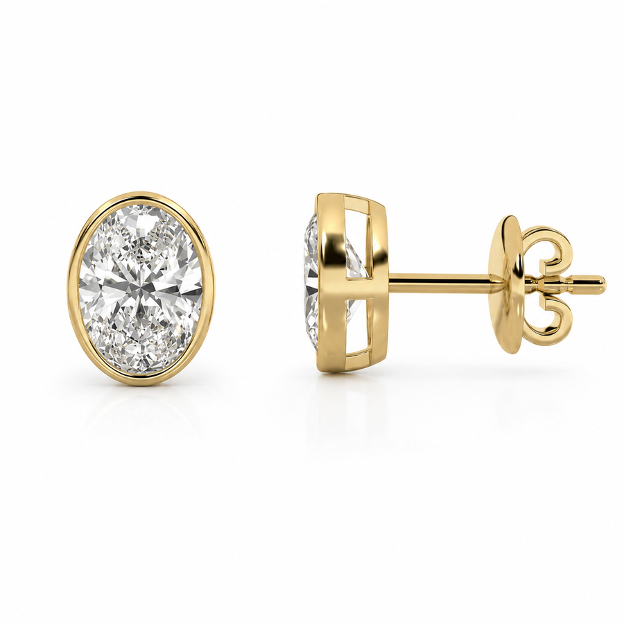 Oval Bezel Diamond Studs