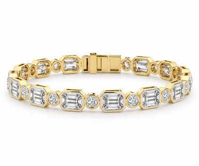 Dôme Half Bezel Round & Emerald Diamond Bracelet