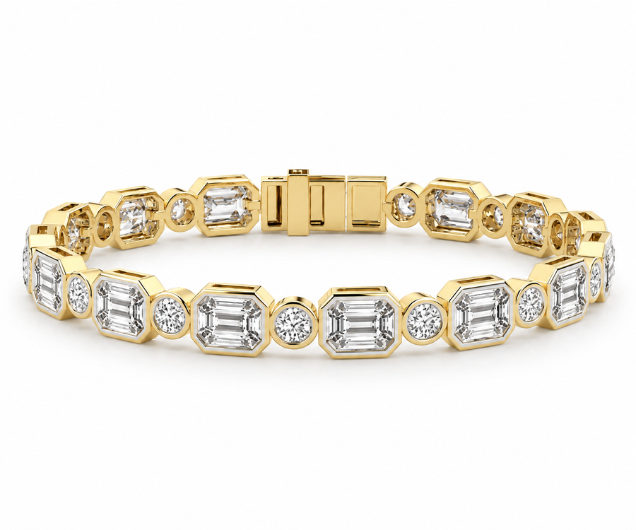 Dôme Half Bezel Round & Emerald Diamond Bracelet