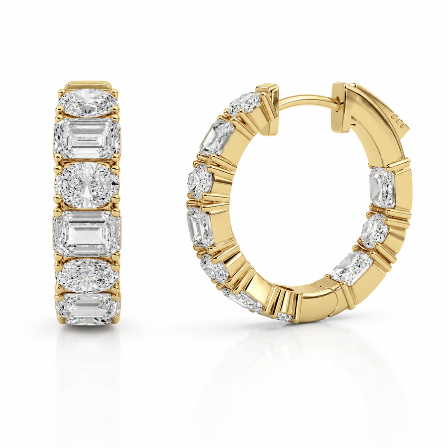 Élan East-West Oval & Emerald Diamond Hoops