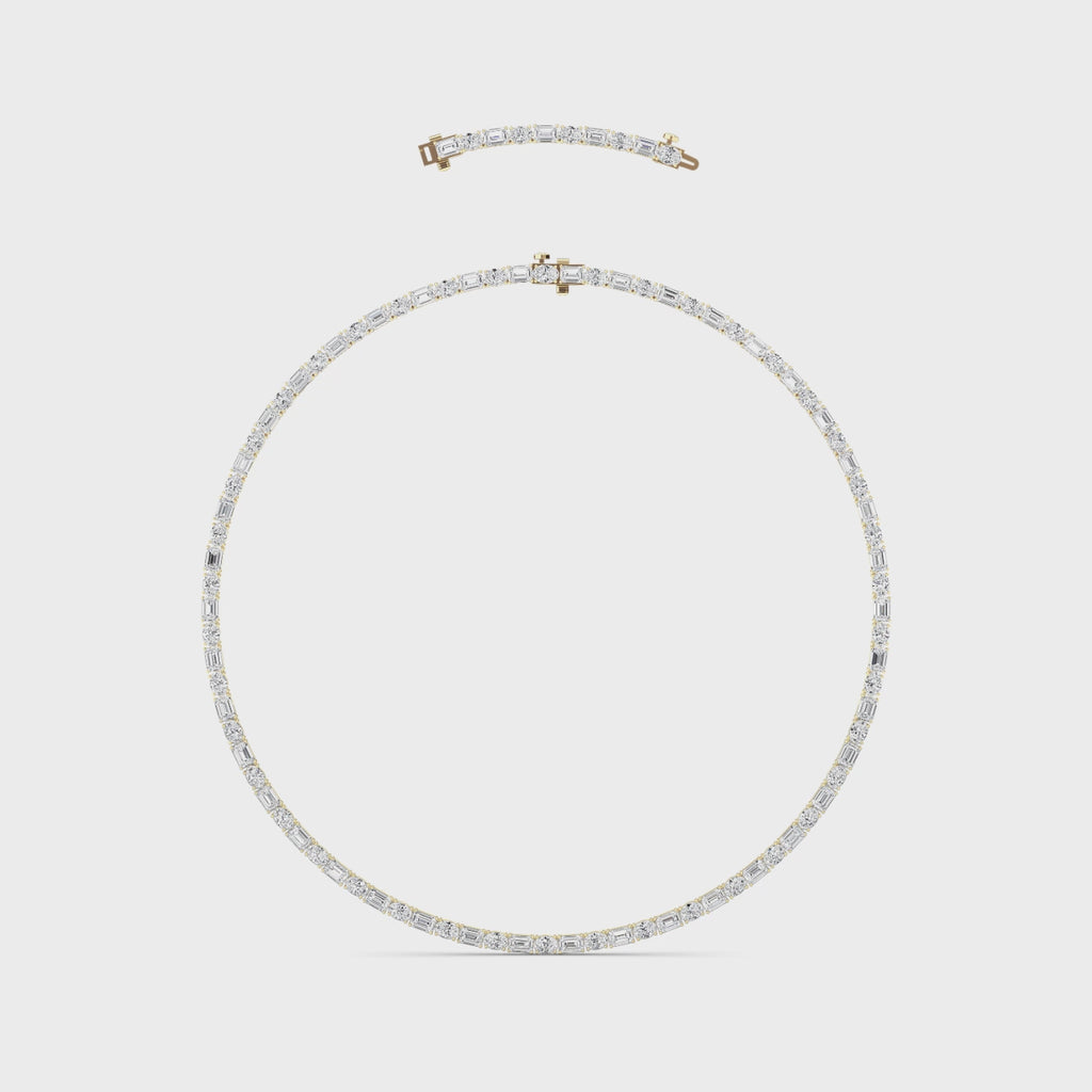 Élan East-West Oval & Emerald Diamond Necklace